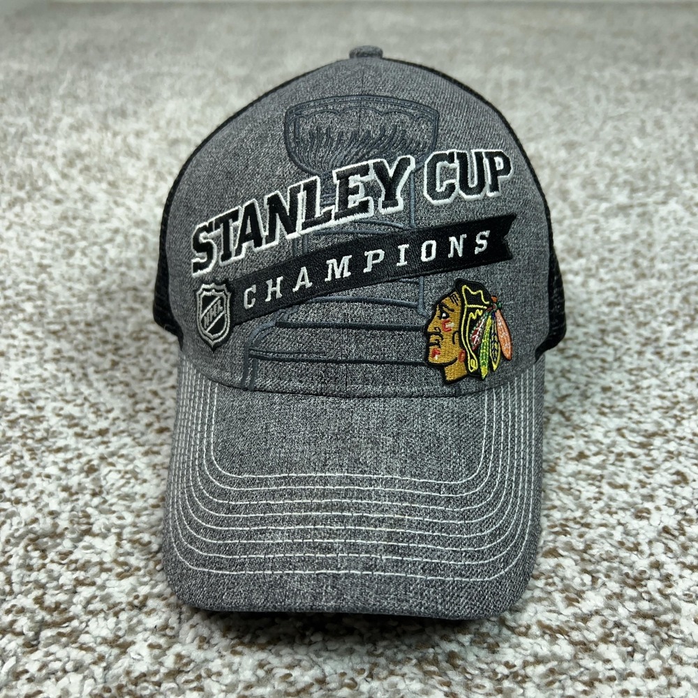 Chicago Blackhawks Hat Cap Snap Back Mens‎ One Size Gray NHL Reebok Stanley Cup